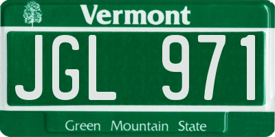 VT license plate JGL971
