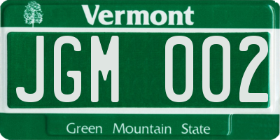 VT license plate JGM002