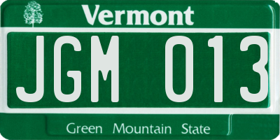VT license plate JGM013
