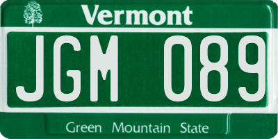 VT license plate JGM089