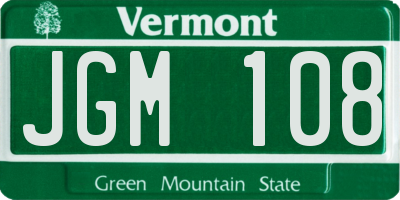 VT license plate JGM108