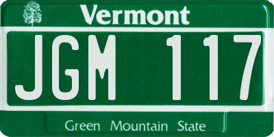 VT license plate JGM117