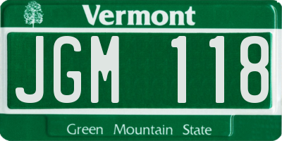 VT license plate JGM118