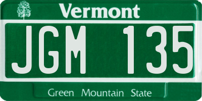 VT license plate JGM135