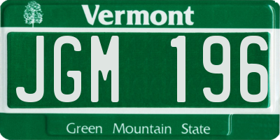 VT license plate JGM196