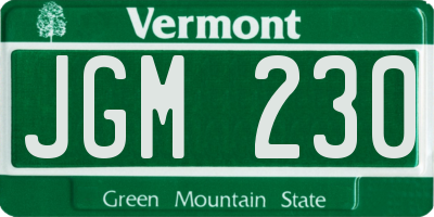 VT license plate JGM230