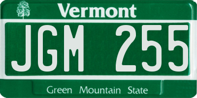 VT license plate JGM255