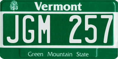 VT license plate JGM257