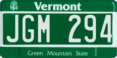 VT license plate JGM294