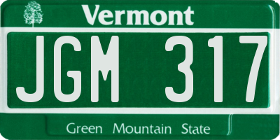 VT license plate JGM317