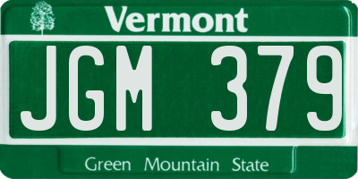 VT license plate JGM379