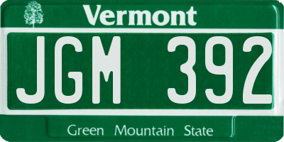 VT license plate JGM392