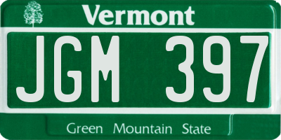 VT license plate JGM397