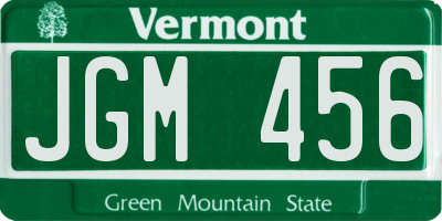 VT license plate JGM456