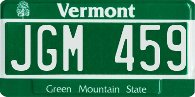 VT license plate JGM459