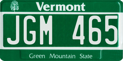 VT license plate JGM465
