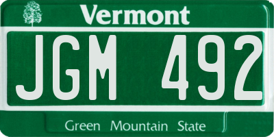 VT license plate JGM492