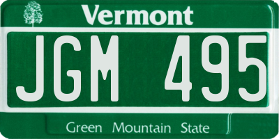 VT license plate JGM495
