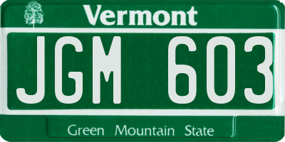 VT license plate JGM603