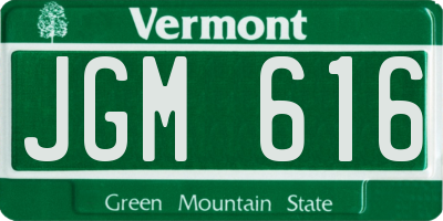 VT license plate JGM616
