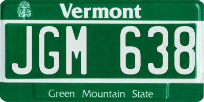 VT license plate JGM638