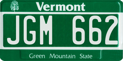VT license plate JGM662