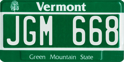 VT license plate JGM668