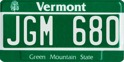 VT license plate JGM680
