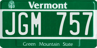 VT license plate JGM757