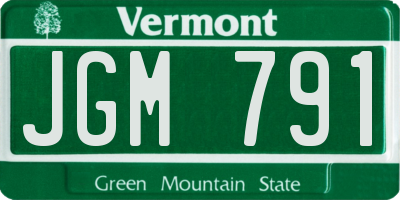 VT license plate JGM791