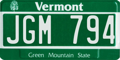 VT license plate JGM794