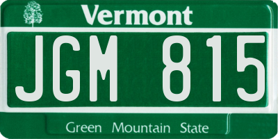VT license plate JGM815