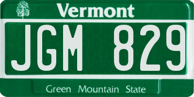 VT license plate JGM829