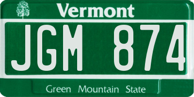 VT license plate JGM874