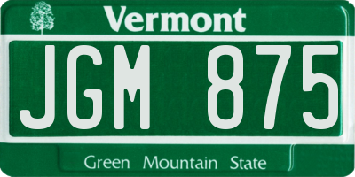 VT license plate JGM875