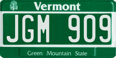 VT license plate JGM909