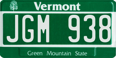 VT license plate JGM938