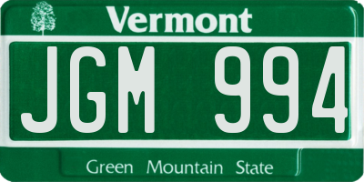 VT license plate JGM994