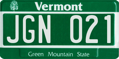 VT license plate JGN021