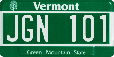 VT license plate JGN101