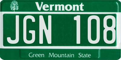 VT license plate JGN108