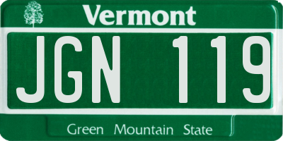 VT license plate JGN119