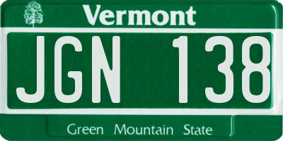VT license plate JGN138