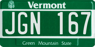VT license plate JGN167