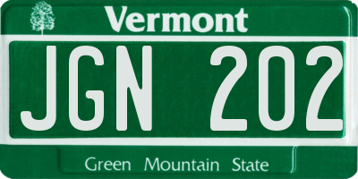 VT license plate JGN202