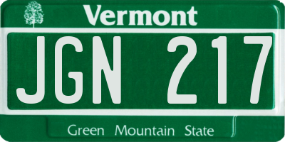 VT license plate JGN217