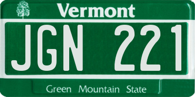 VT license plate JGN221