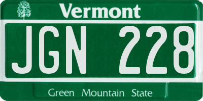 VT license plate JGN228