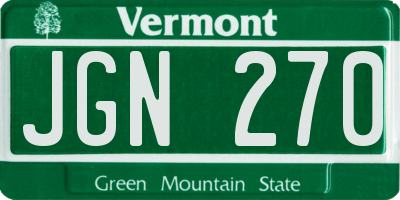 VT license plate JGN270