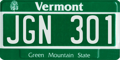 VT license plate JGN301